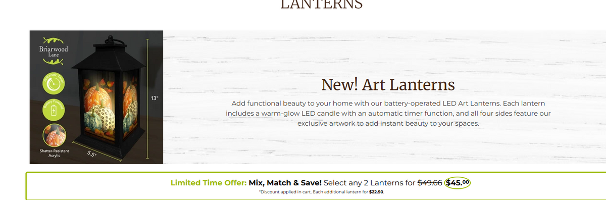 Briarwood Lane Light-up Lanterns